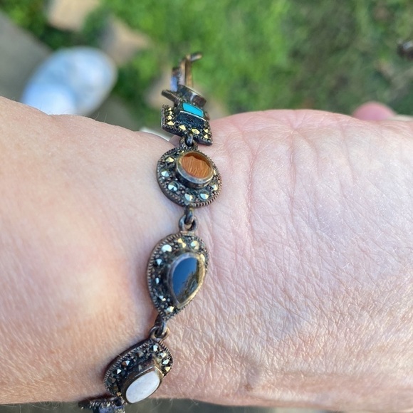 Women’s NWT multi gemstone marcasite Bracelet - Picture 7 of 7